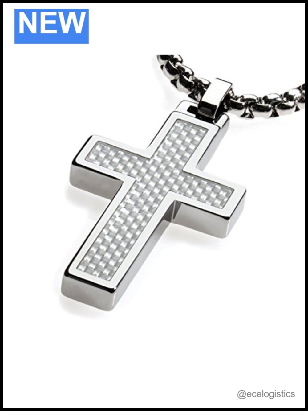 Tungsten Cross Pendant Necklace with Surgical Stainless Steel Box Chain